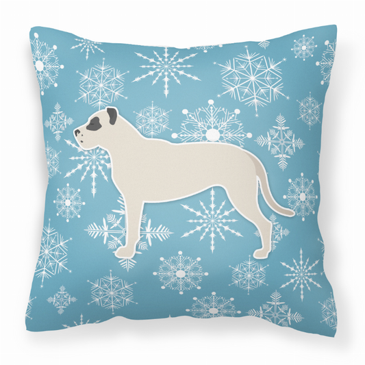 Winter Snowflake With Dog Fabric Decorative Pillow