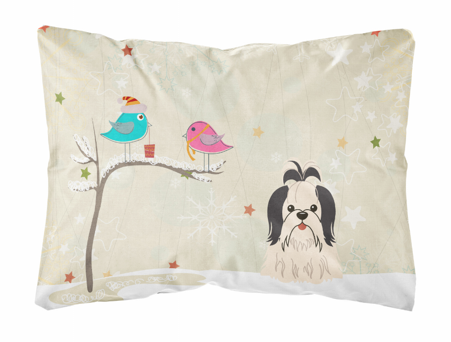 Christmas Presents between Friends Dog Art Canvas Fabric Decorative Pillow