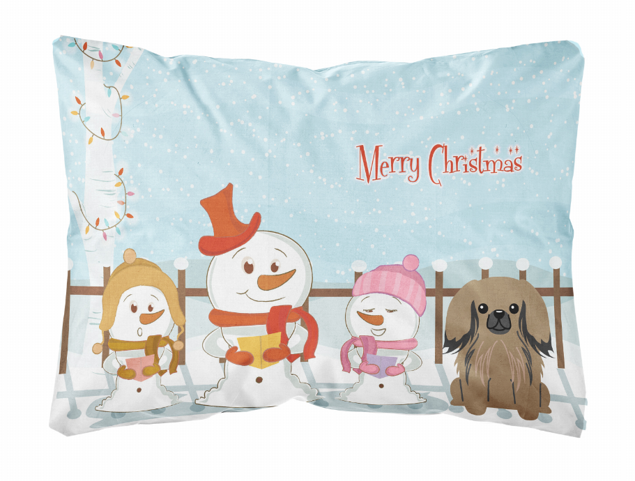 Merry Christmas Carolers Dog Art Canvas Fabric Decorative Pillow