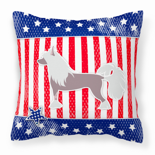 USA Patriotic With Dog Fabric Decorative Pillow