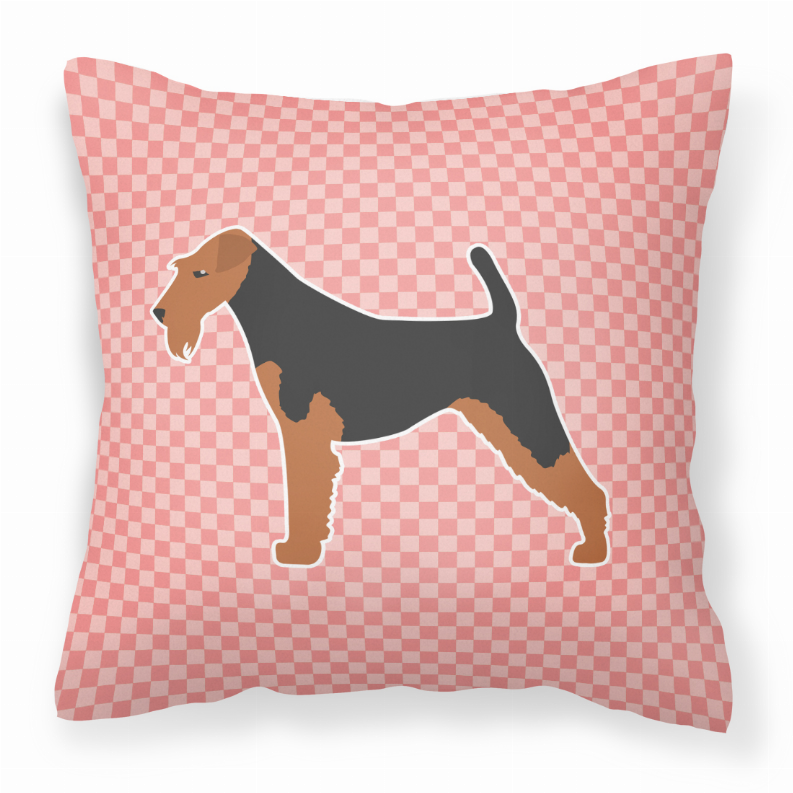 Checkerboard Print With Dog Fabric Decorative Pillow