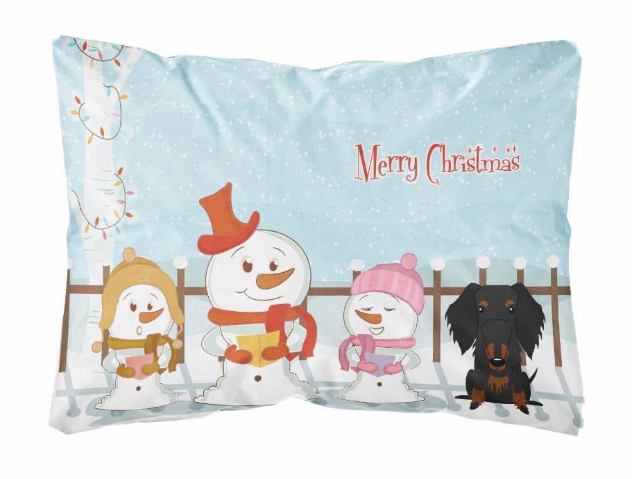 Merry Christmas Carolers Dog Art Canvas Fabric Decorative Pillow