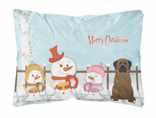 Merry Christmas Carolers Dog Art Canvas Fabric Decorative Pillow