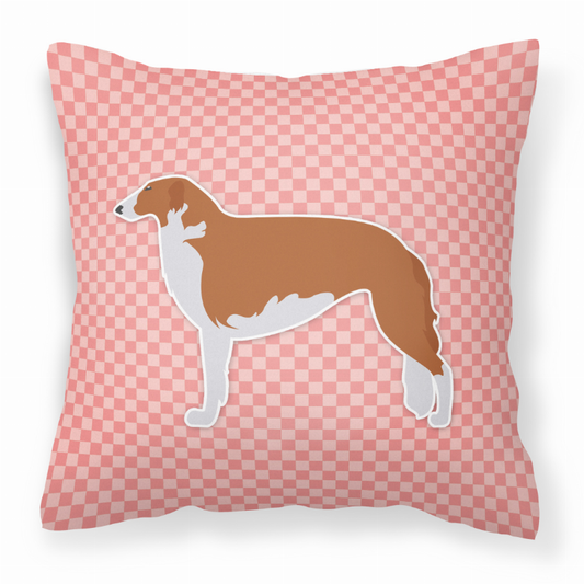 Checkerboard Print With Dog Fabric Decorative Pillow