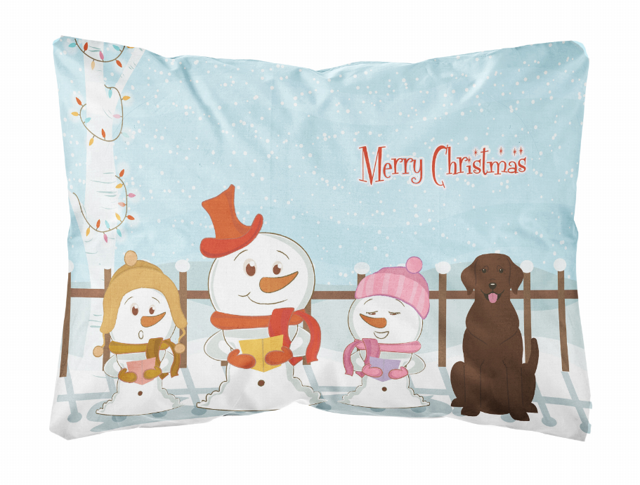 Merry Christmas Carolers Dog Art Canvas Fabric Decorative Pillow