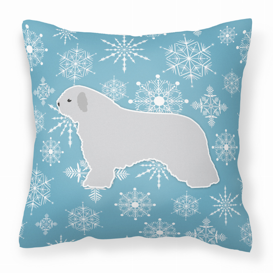 Winter Snowflake Dog Profile Art Fabric Decorative Pillow