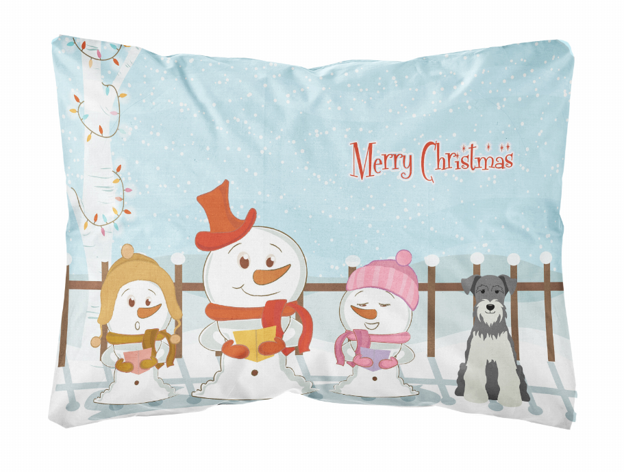 Merry Christmas Carolers Dog Art Canvas Fabric Decorative Pillow