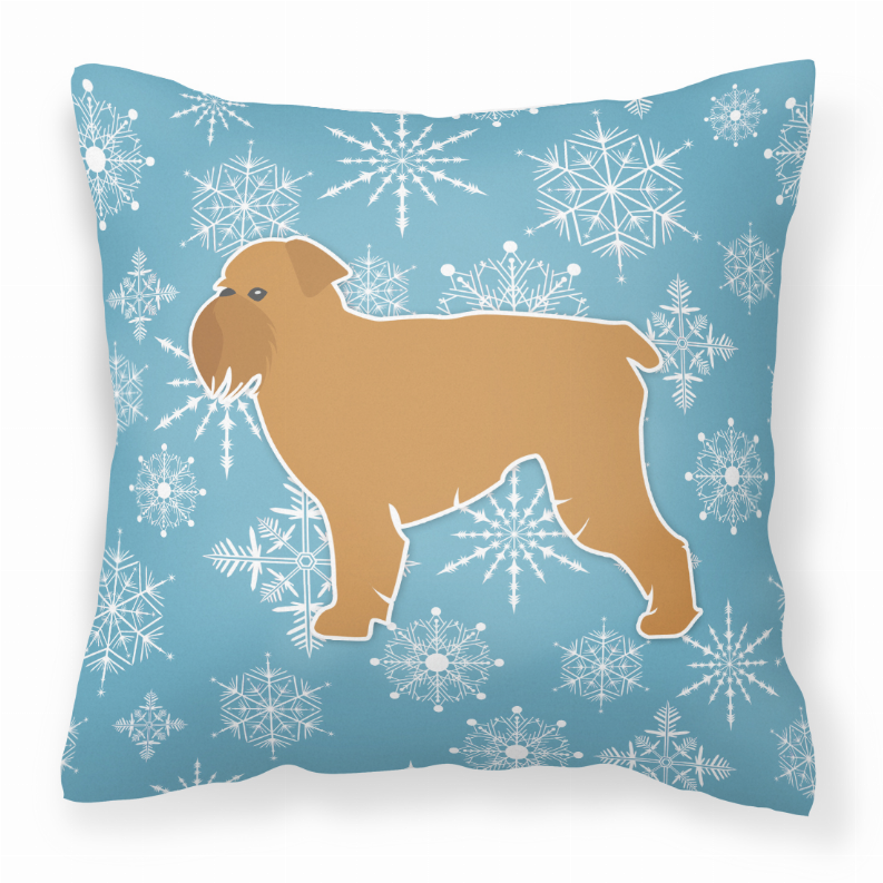 Winter Snowflake Dog Profile Art Fabric Decorative Pillow