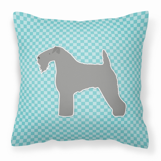 Dog Profile Checkerboard Design Fabric Decorative Pillow