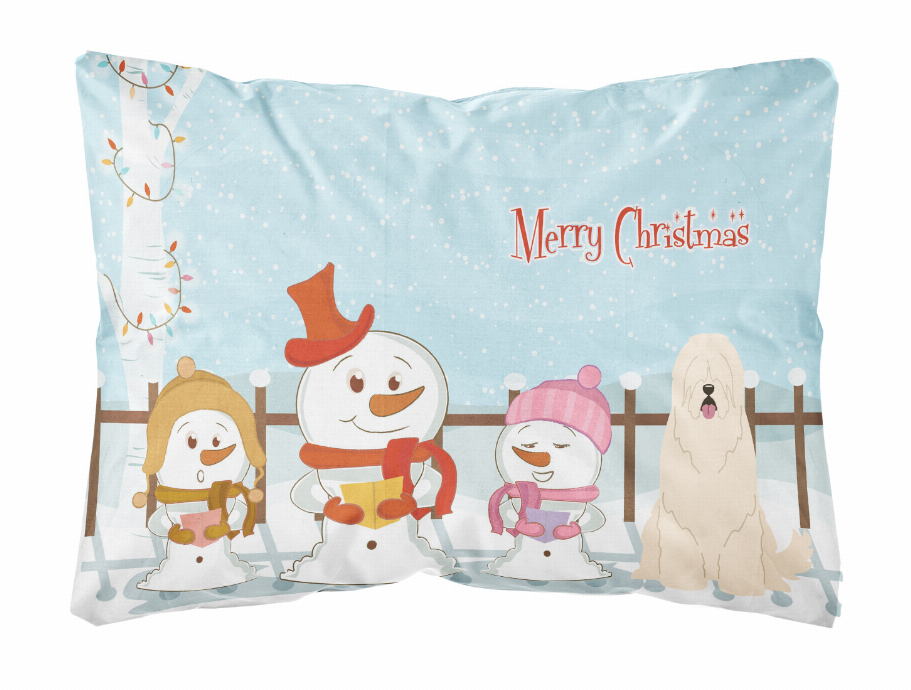 Merry Christmas Carolers Dog Art Canvas Fabric Decorative Pillow