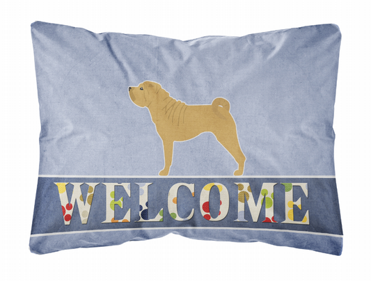 Welcome Dog Art Canvas Fabric Decorative Pillow