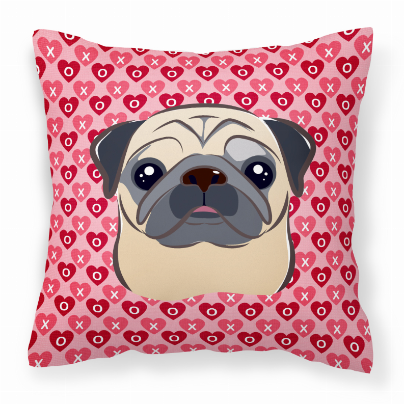 Dog With XOXO Hearts Fabric Decorative Pillow