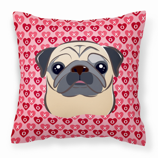 Dog With XOXO Hearts Fabric Decorative Pillow