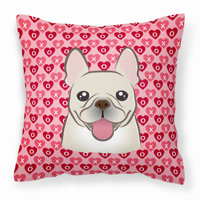 Dog With XOXO Hearts Fabric Decorative Pillow