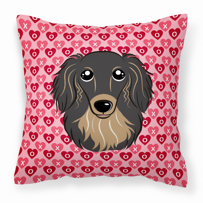 Dog With XOXO Hearts Fabric Decorative Pillow