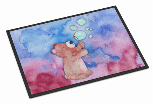 Animal Bathing Watercolor Art Indoor or Outdoor Mat