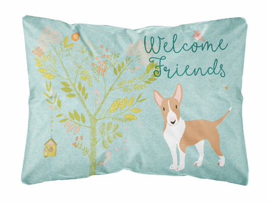 Welcome Friends Dog Art Canvas Fabric Decorative Pillow