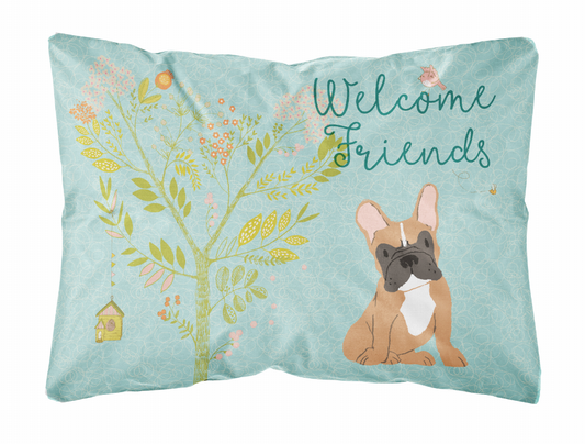 Welcome Friends Dog Art Canvas Fabric Decorative Pillow