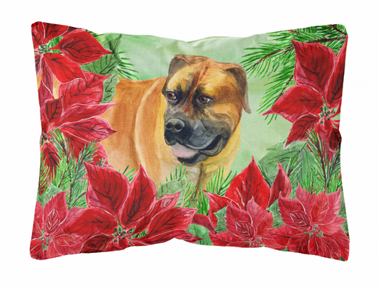 Poinsettas Dog Art Canvas Fabric Decorative Pillow