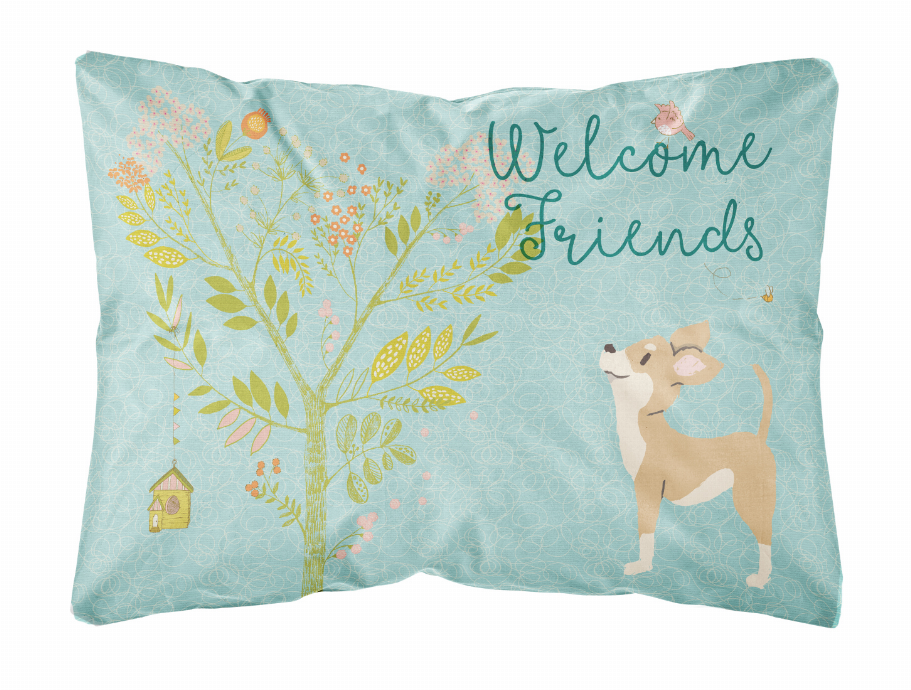 Welcome Friends Dog Art Canvas Fabric Decorative Pillow