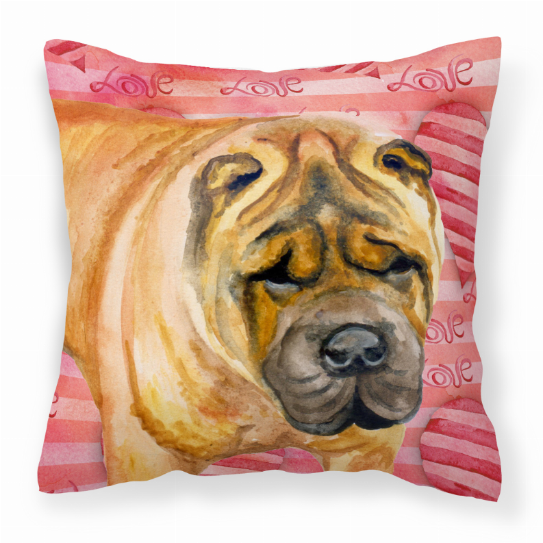 Dog With Love Stripes Fabric Decorative Pillow