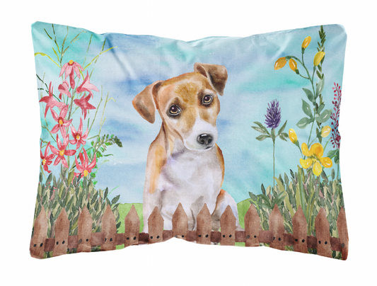 Spring Dog Art Canvas Fabric Decorative Pillow