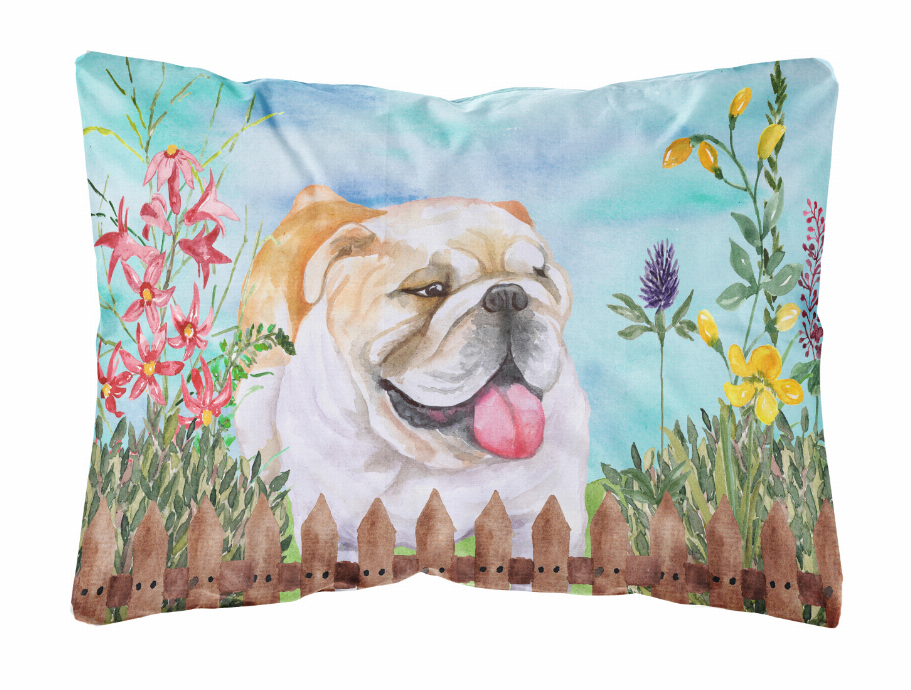 Spring Dog Art Canvas Fabric Decorative Pillow