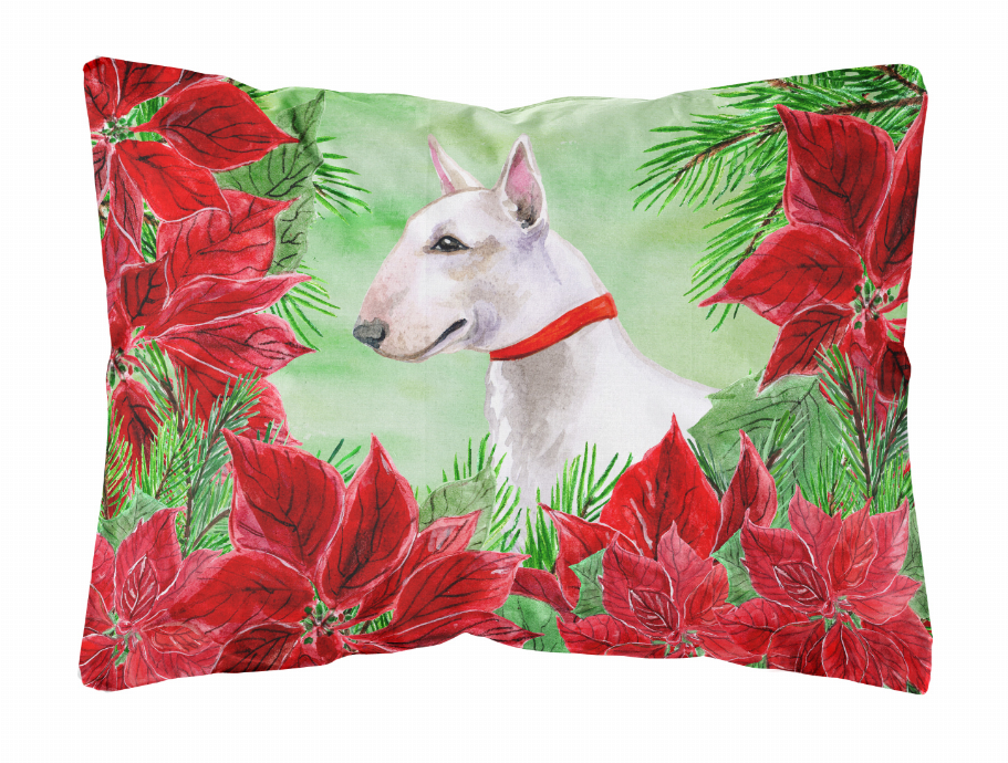 Poinsettas Dog Art Canvas Fabric Decorative Pillow