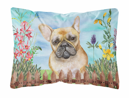 Spring Dog Art Canvas Fabric Decorative Pillow