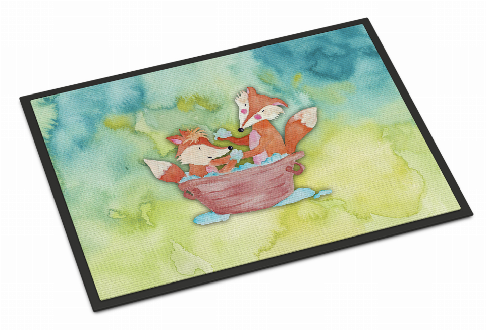 Animal Bathing Watercolor Art Indoor or Outdoor Mat