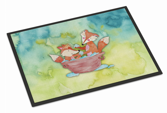 Animal Bathing Watercolor Art Indoor or Outdoor Mat