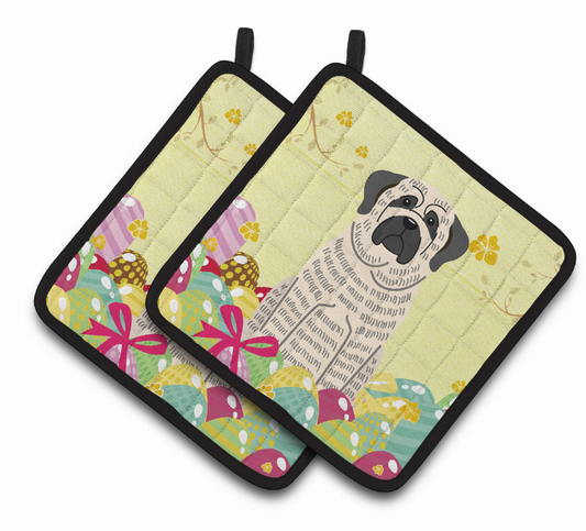 Easter Eggs Dog Pair of Pot Holders