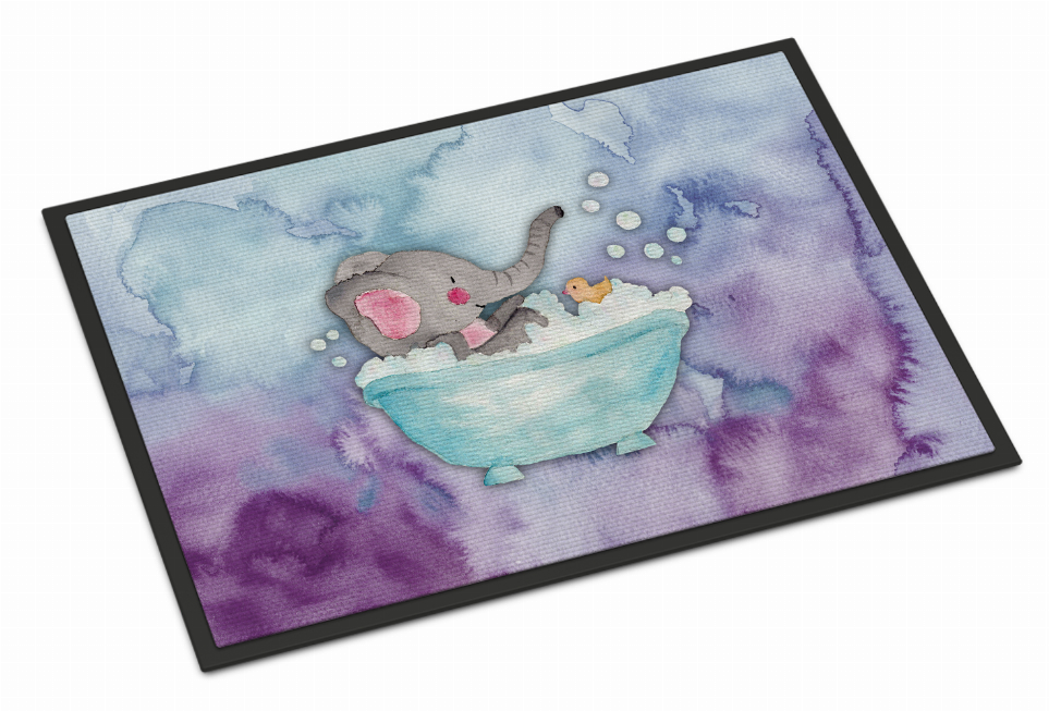 Animal Bathing Watercolor Art Indoor or Outdoor Mat