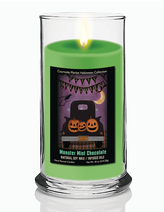 Courtside Market Happy Halloween Black Truck Status Candle Glass