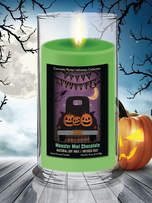 Courtside Market Happy Halloween Black Truck Status Candle Glass