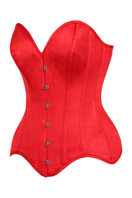 Top Drawer Red Satin Steel Boned Overbust Corset