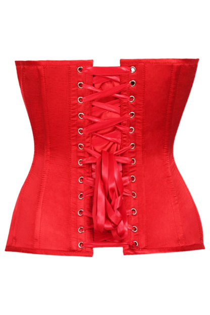 Top Drawer Red Satin Steel Boned Overbust Corset