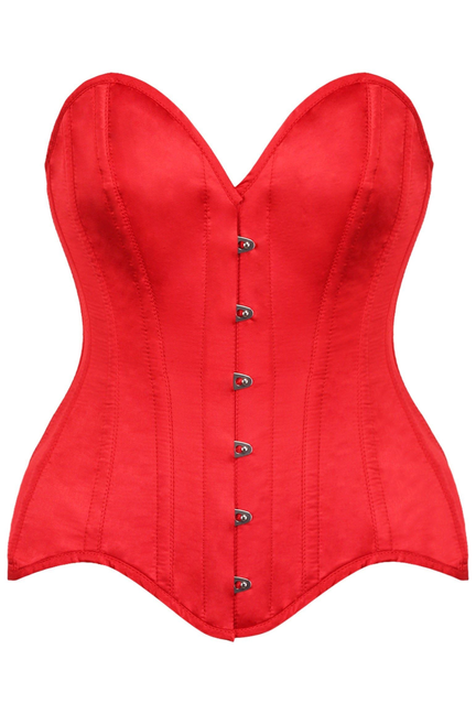 Top Drawer Red Satin Steel Boned Overbust Corset