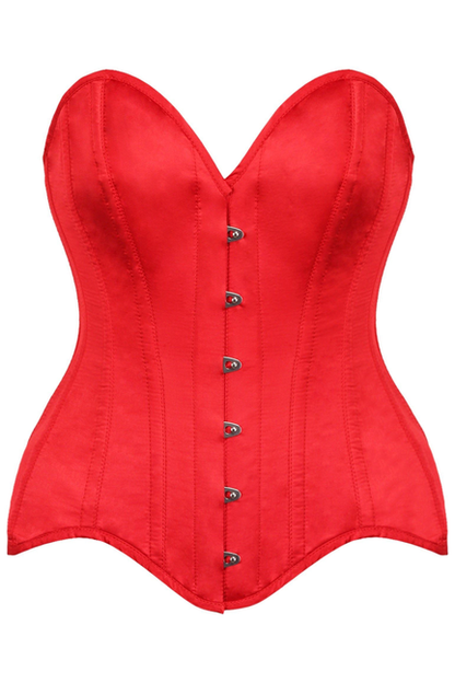 Top Drawer Red Satin Steel Boned Overbust Corset