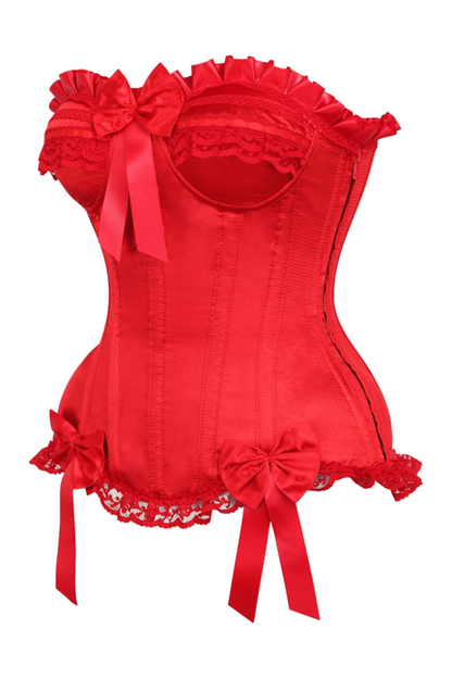 Top Drawer Red Satin Steel Boned Burlesque Corset