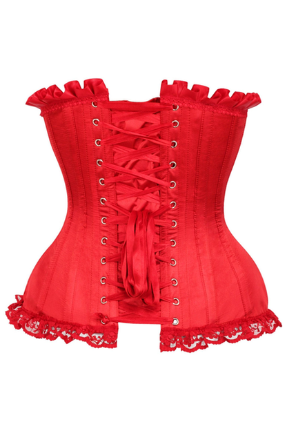 Top Drawer Red Satin Steel Boned Burlesque Corset