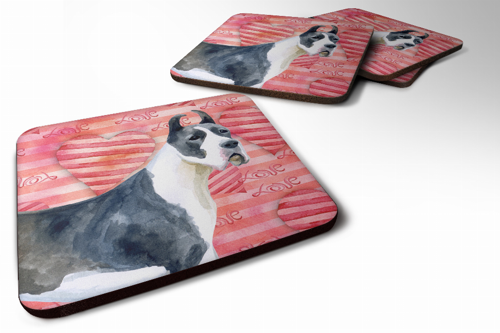 Love Design with Dog Foam Coaster Set of 4