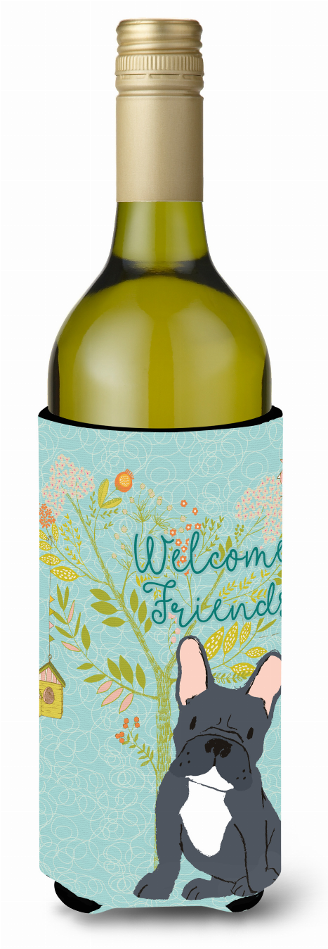 Welcome Friends with Dog Wine Bottle Hugger