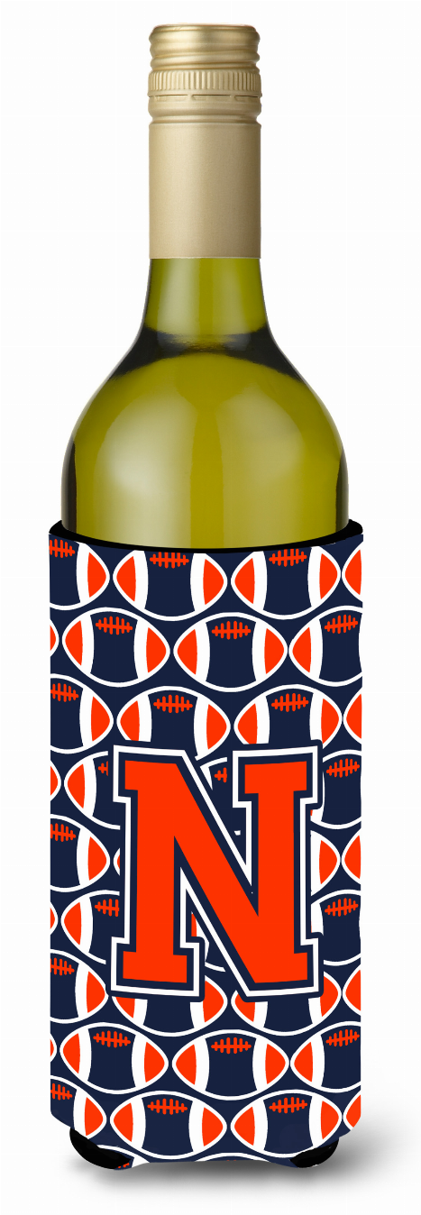 Monogram Letter Football Wine Bottle Hugger