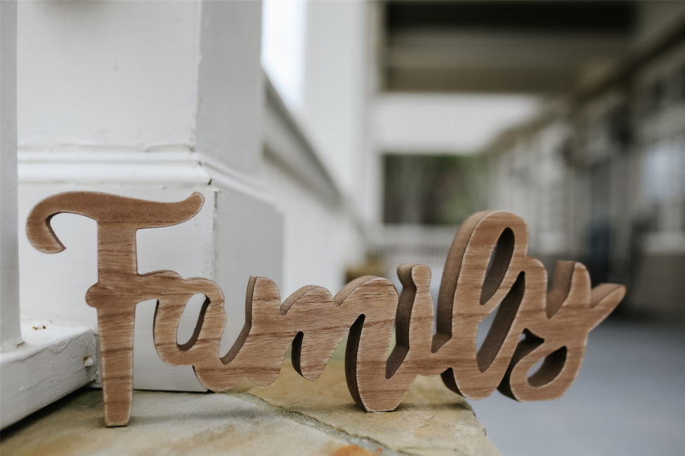 Wooden Family Tabletop Sign Decor-Rustic Family Freestanding Word Decor