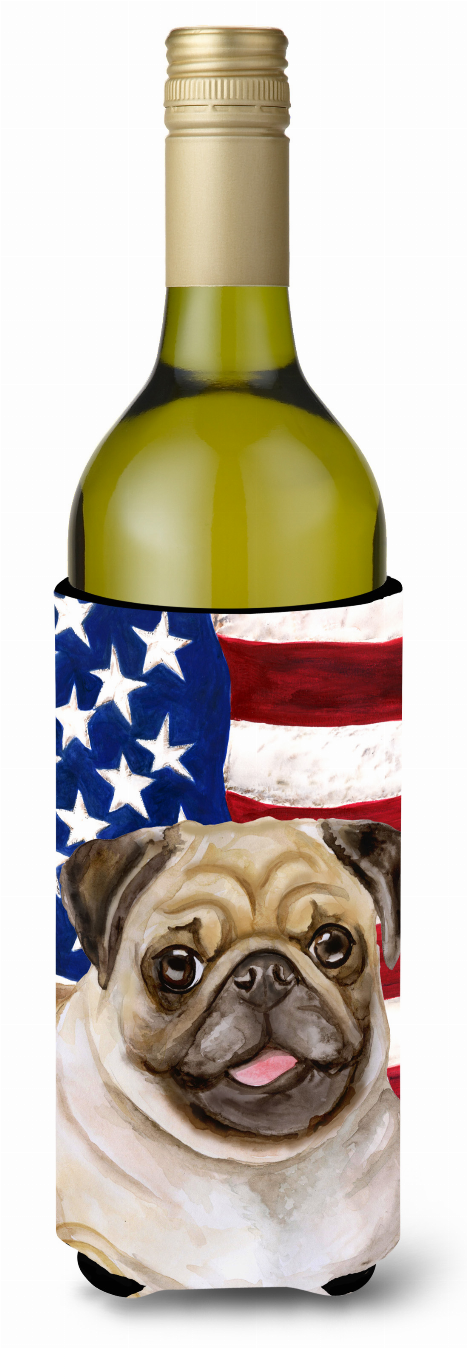 USA Patriotic American Flag Design with Dog Wine Bottle Hugger