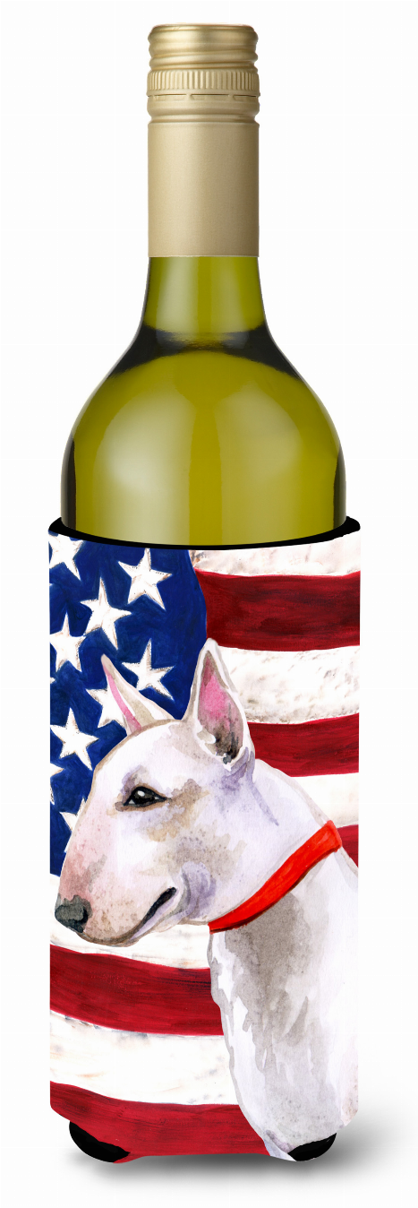 USA Patriotic American Flag Design with Dog Wine Bottle Hugger