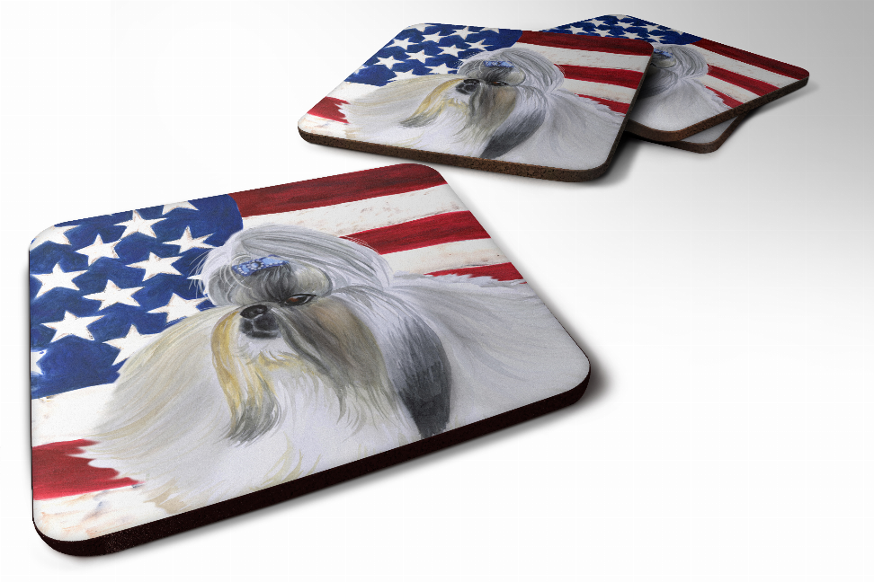 Patriotic Design with Dog Foam Coaster Set of 4