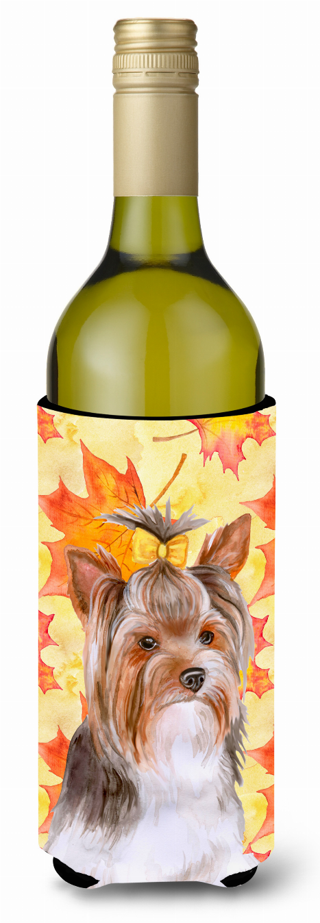 Dog with Fall Design Wine Bottle Hugger