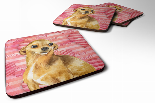 Love Design with Dog Foam Coaster Set of 4